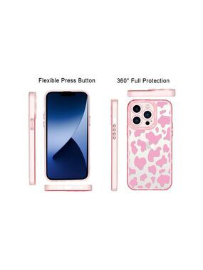 MZELQ Compatible with iPhone 14 Pro Max Case Pink Cow Print